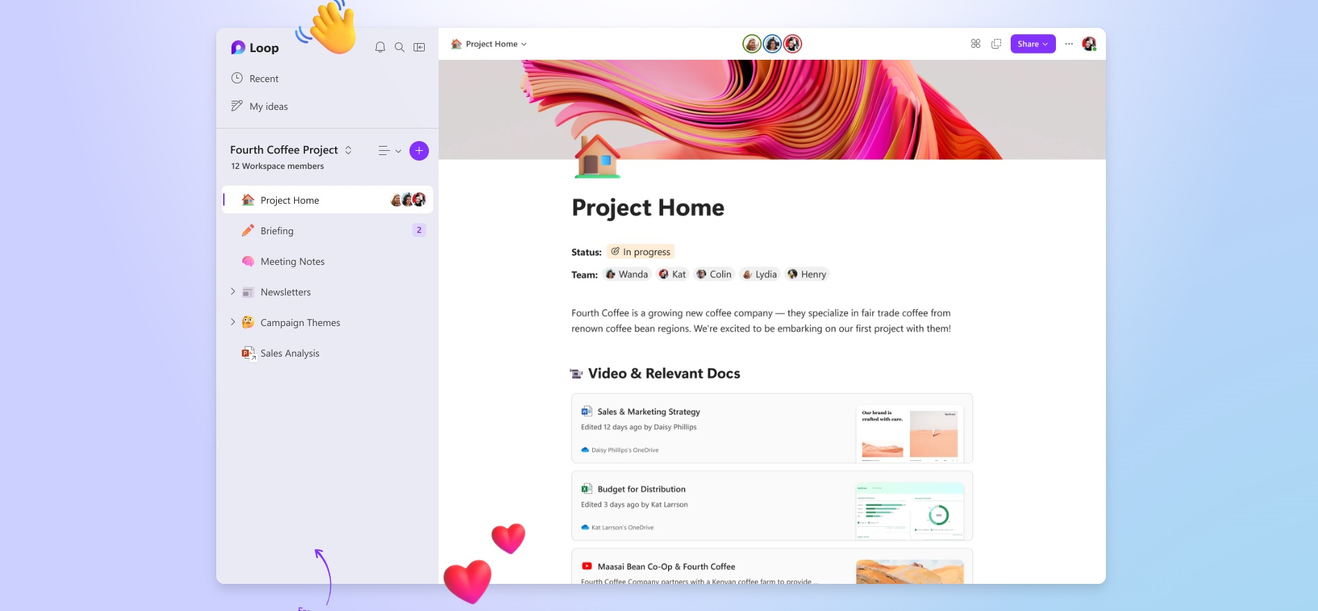 Nieuwe productiviteitsapp Loop. Foto Microsoft
